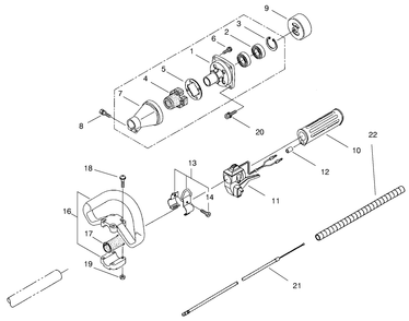 Clutch And Handle Assembly Diagram and Parts List for 53002 (0895001 - 0899999)(1998) Lawn Boy Trimmer